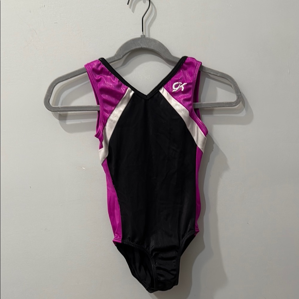 GK Black and Pink Gymnastics Leotard with Racer-Back